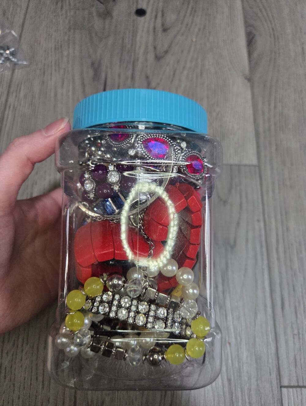 Mixed Lot Of 34 Bracelets Jewelry Jar Mystery Bundle Costume Silver Multicolor